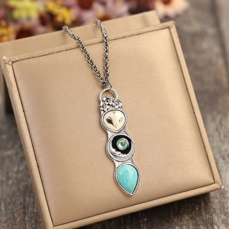 Turquoise Owl Bar Necklace