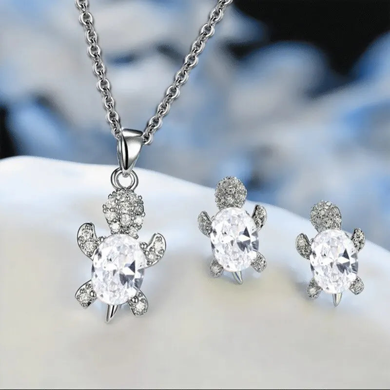 Sea Turtle Necklace and Earrings Set
