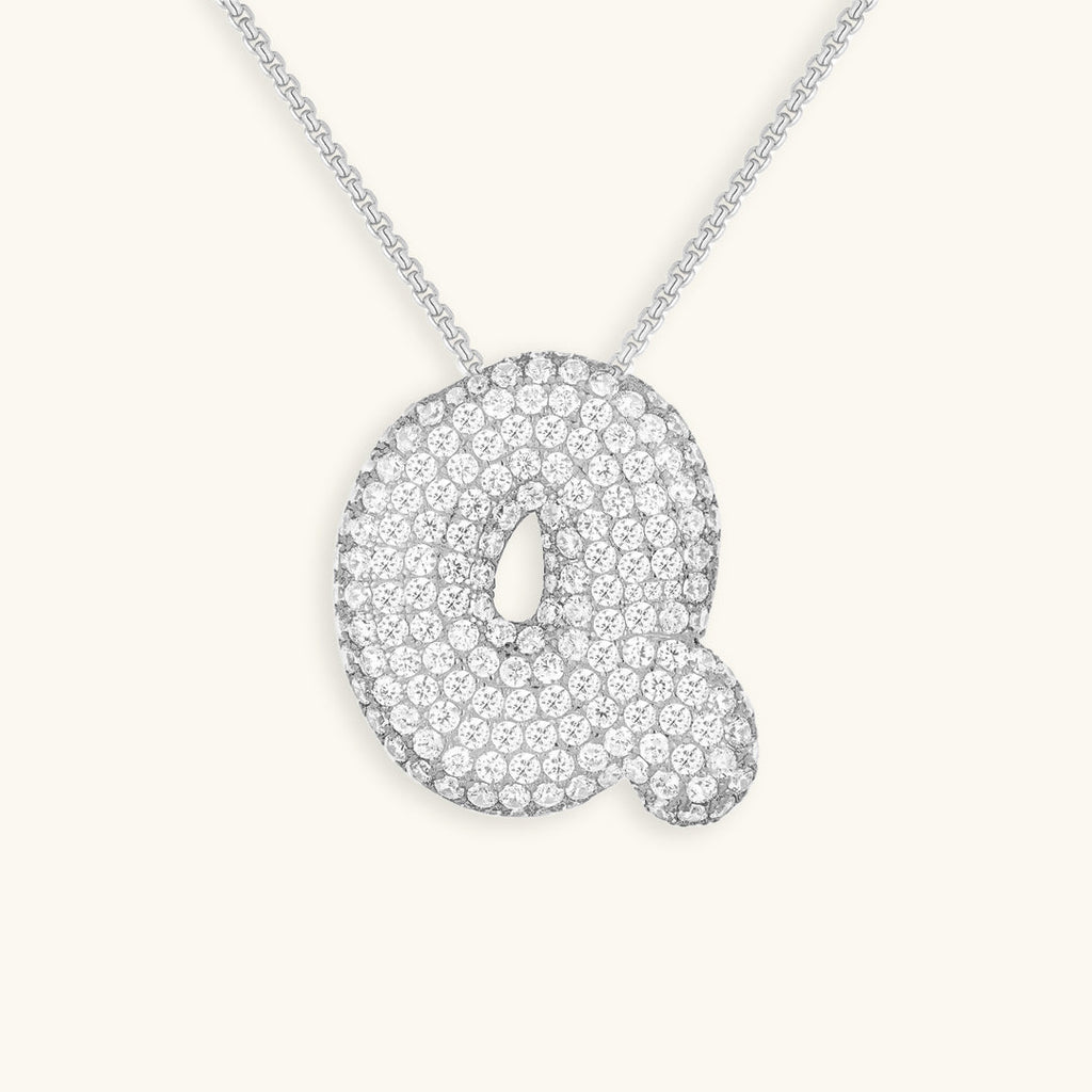 Pavé Bubble Initial Necklace