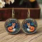 Animal Glass Dome Earrings in Fox, Cat or Chicken
