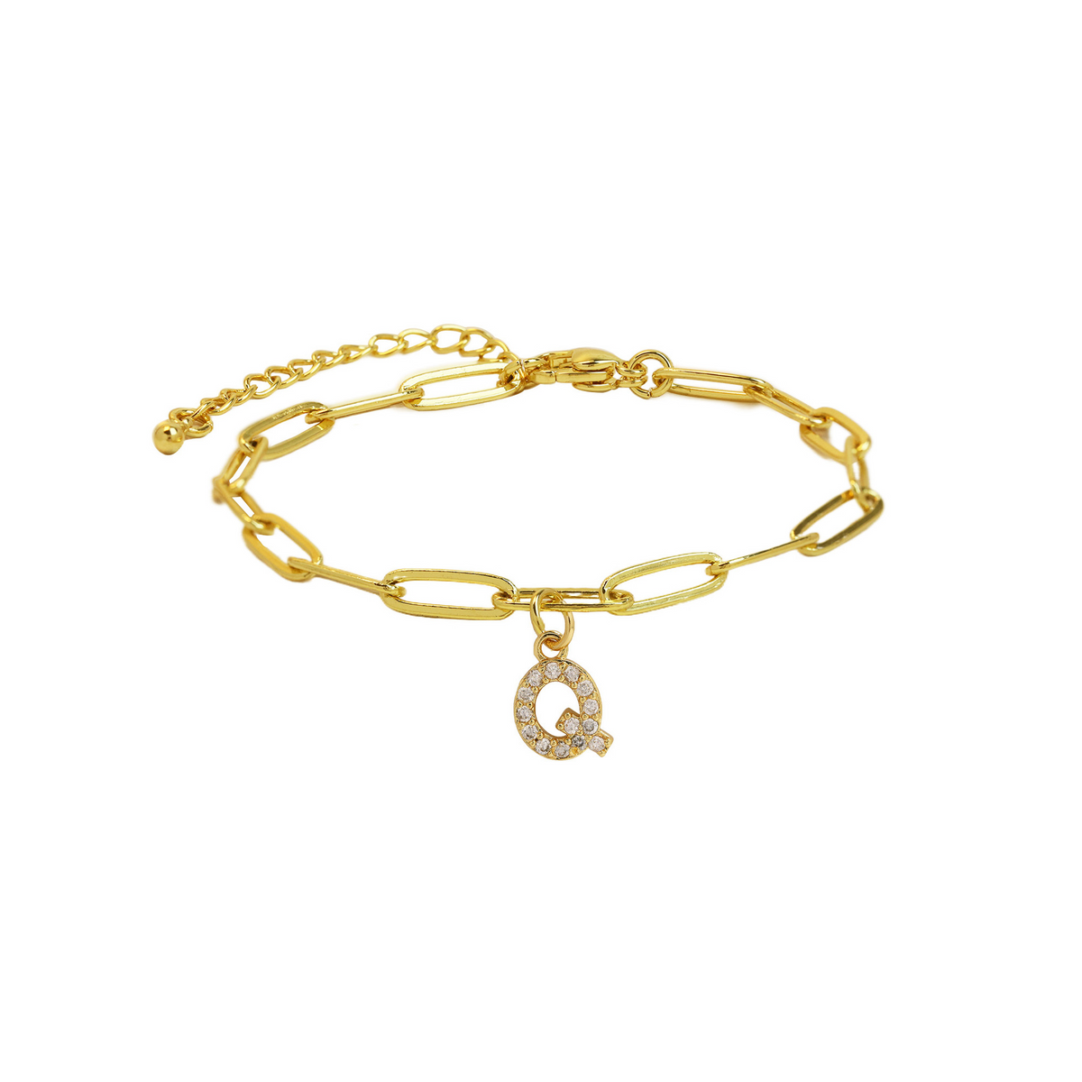 Dainty Paperclip Chain Initial Letter Bracelet