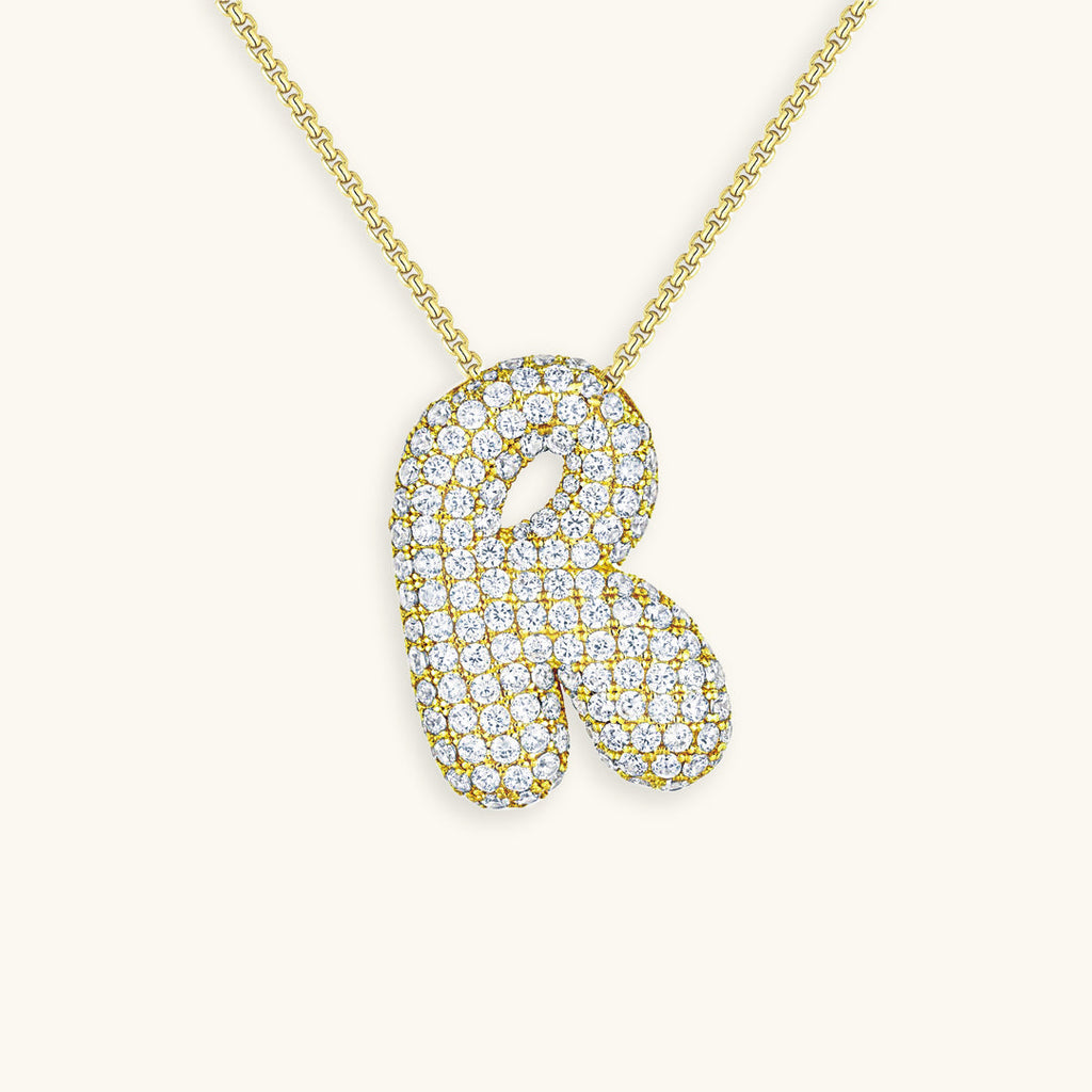 Pavé Bubble Initial Necklace