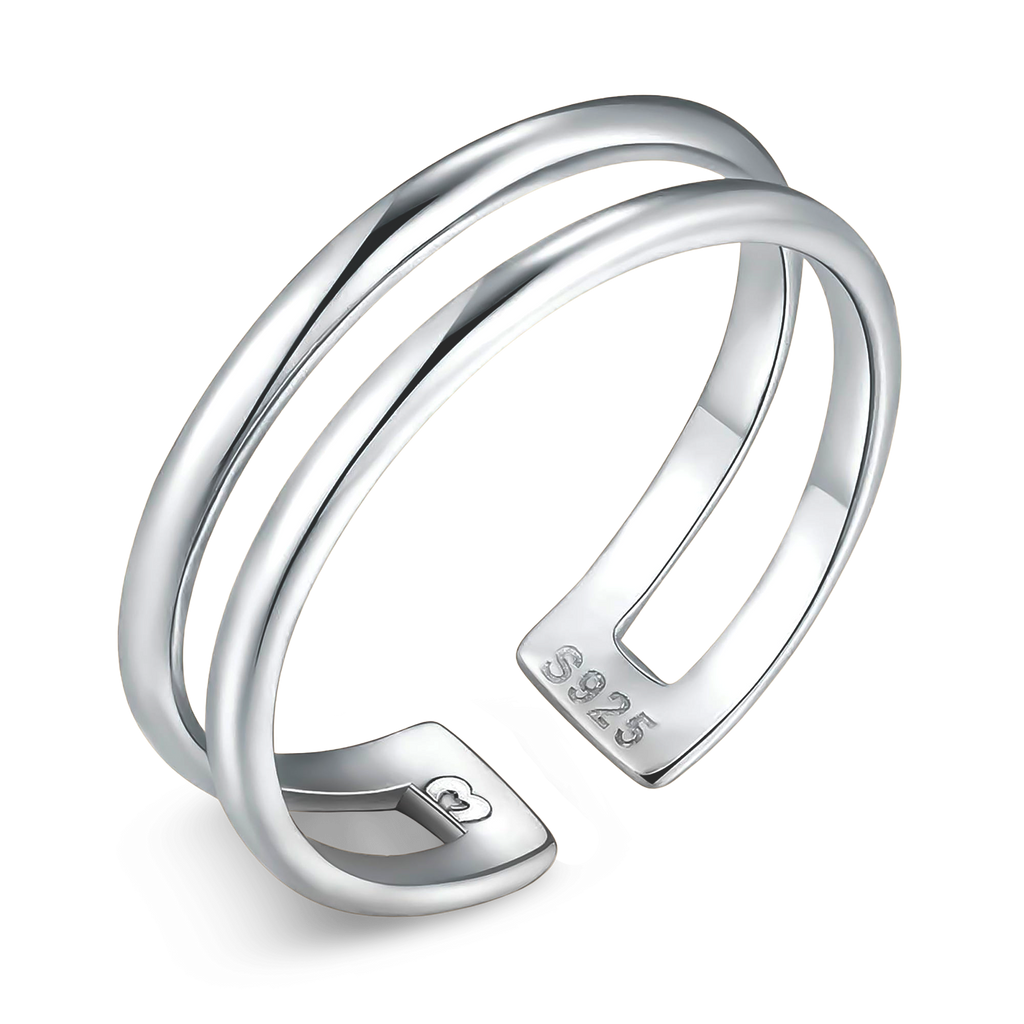 Adjustable Double-Band Open Cuff Ring