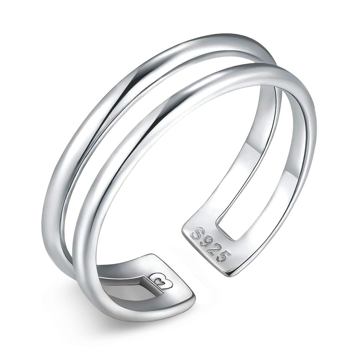 Adjustable Double-Band Open Cuff Ring
