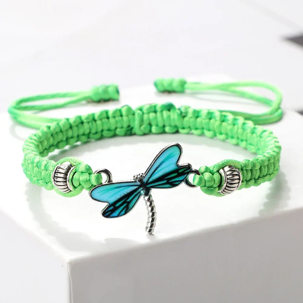 Handwoven Dragonfly Charm Bracelet