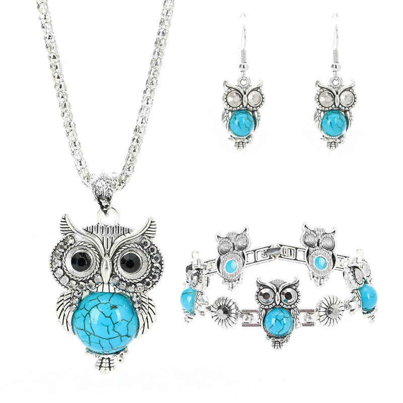 Turquoise Owl Jewellery Set