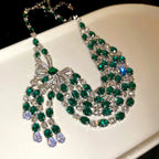 Vintage Bow Diamond-Look Pendant Necklace