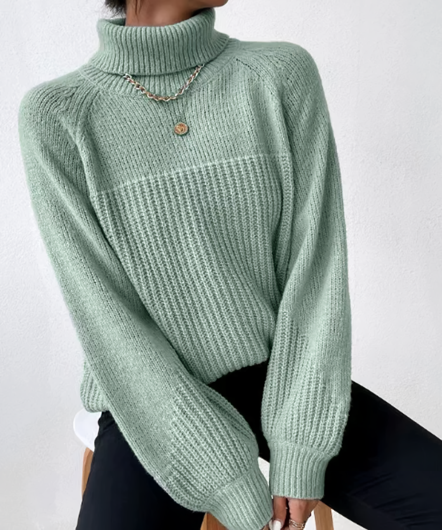 Raglan Sleeve Roll Neck Jumper in a Soft Breathable Knit