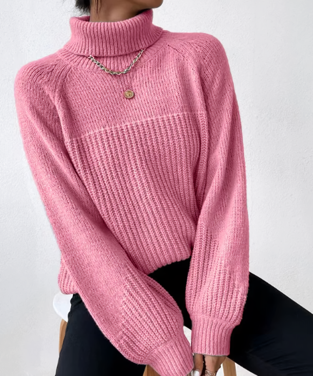 Raglan Sleeve Roll Neck Jumper in a Soft Breathable Knit