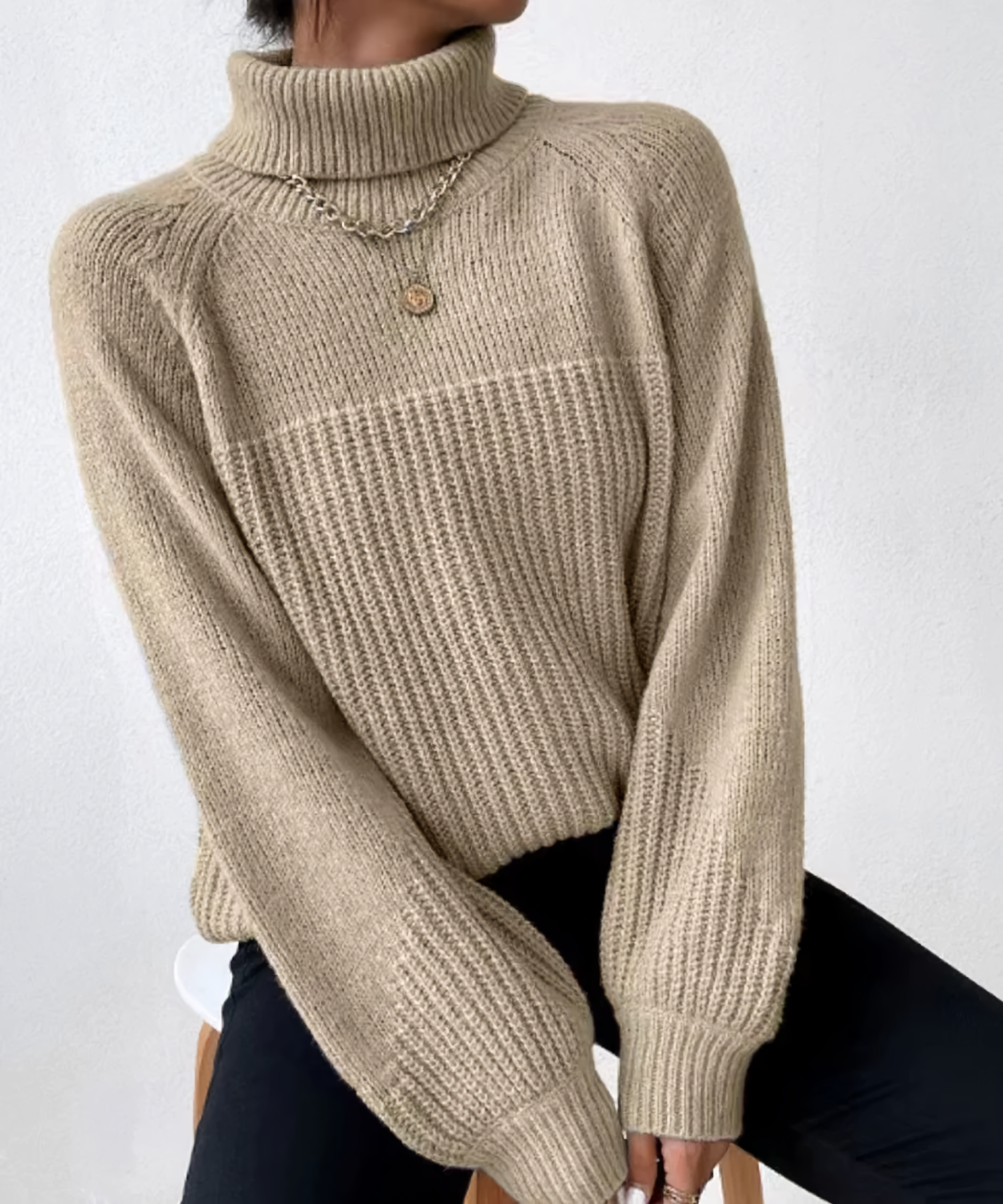 Raglan Sleeve Roll Neck Jumper in a Soft Breathable Knit