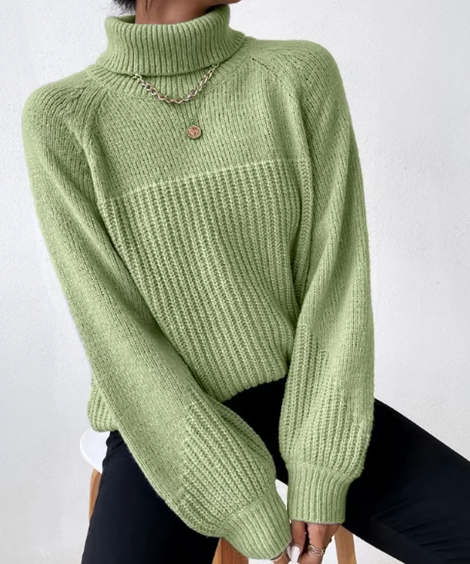 Raglan Sleeve Roll Neck Jumper in a Soft Breathable Knit