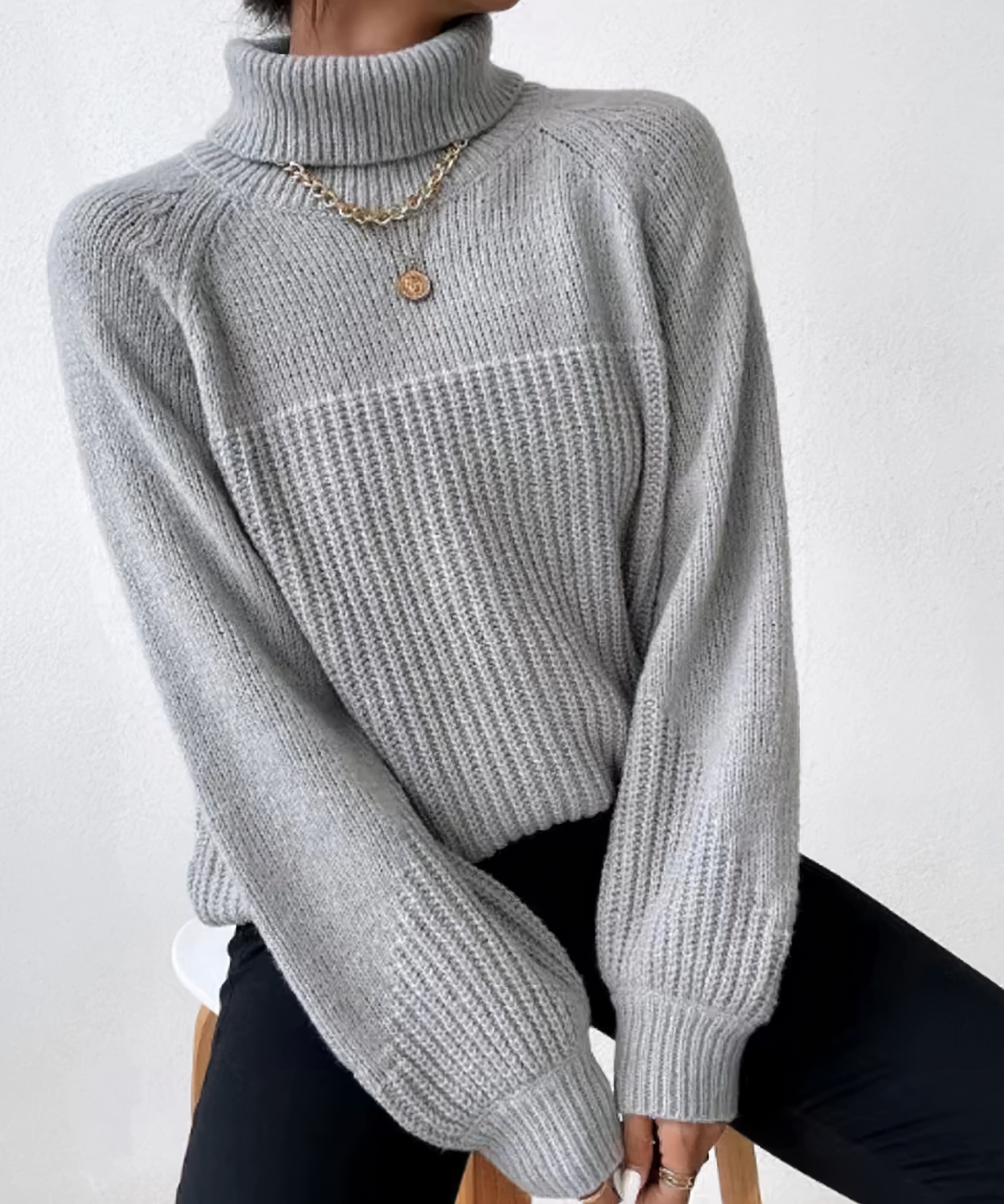 Raglan Sleeve Roll Neck Jumper in a Soft Breathable Knit