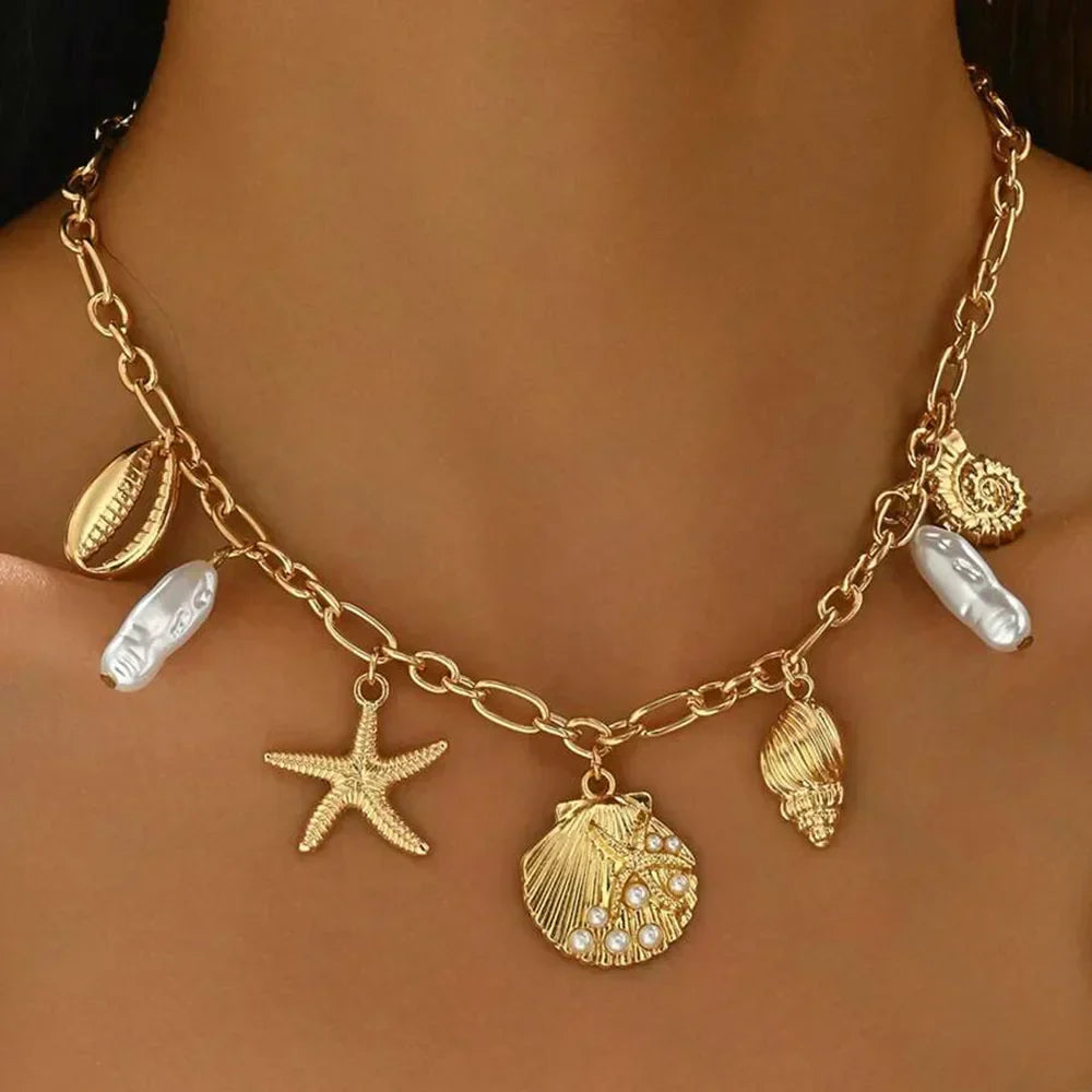 Pearl Starfish Ocean Necklace in Two Styles