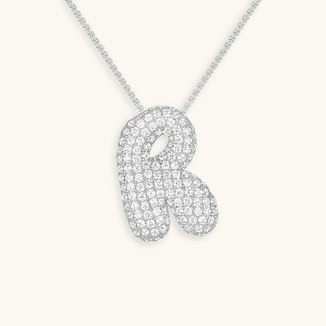 Pavé Bubble Initial Necklace
