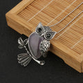 Crystal Owl Pendant Necklace in Many Stones