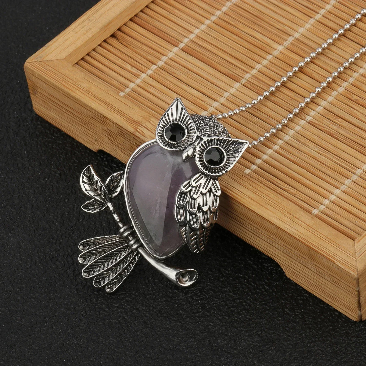 Crystal Owl Pendant Necklace in Many Stones