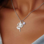 Personalised Birthstone and Birth Flower Necklace