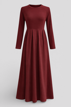 Long Sleeve A-Line Maxi Dress in a Soft Solid Knit