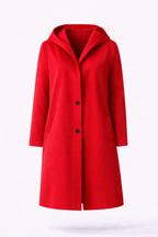Mid Length Button Front Coat with a Relaxed Fit and Pockets
