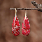 Imperial Jasper Teardrop Earrings in Two Metal Tones
