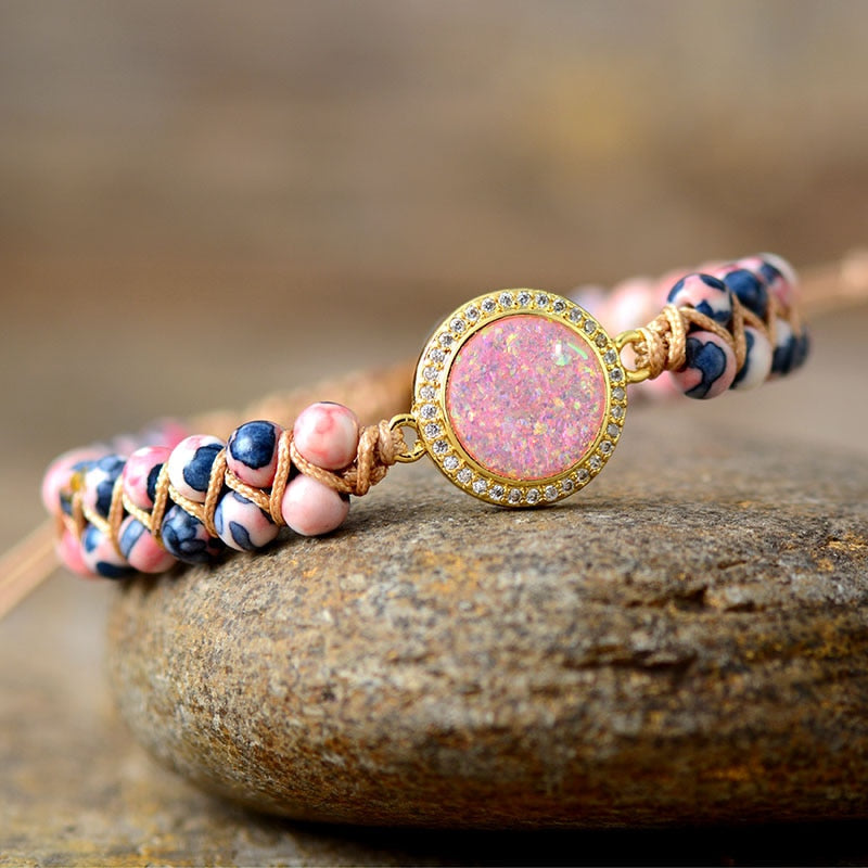 Jasper and Opal-Look Bead Bracelet