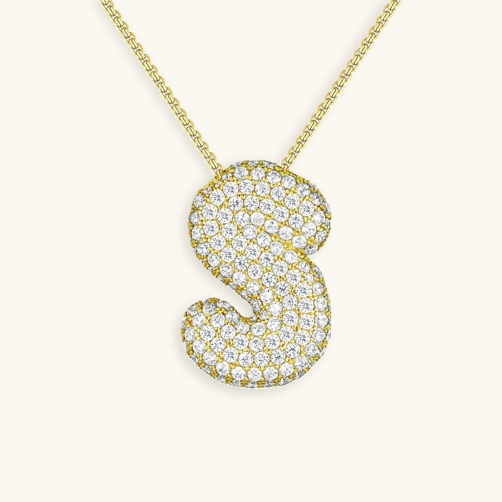 Pavé Bubble Initial Necklace