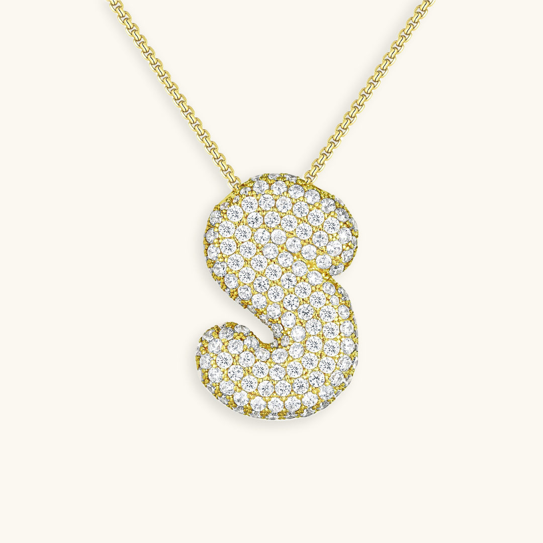 Pavé Bubble Initial Necklace