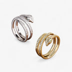 Adjustable Serpent Ring with Zirconia, Gold-Tone