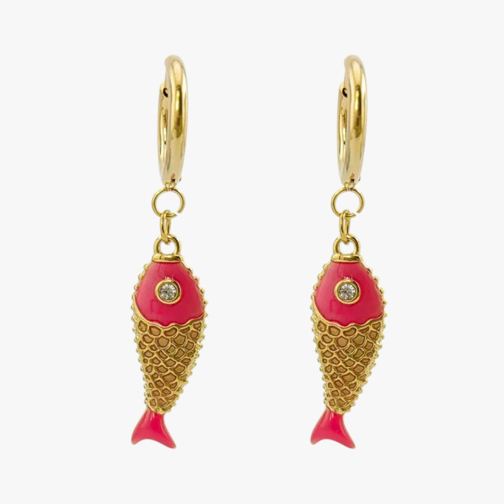 Coloured Steel Stud Earrings with Sea Motifs