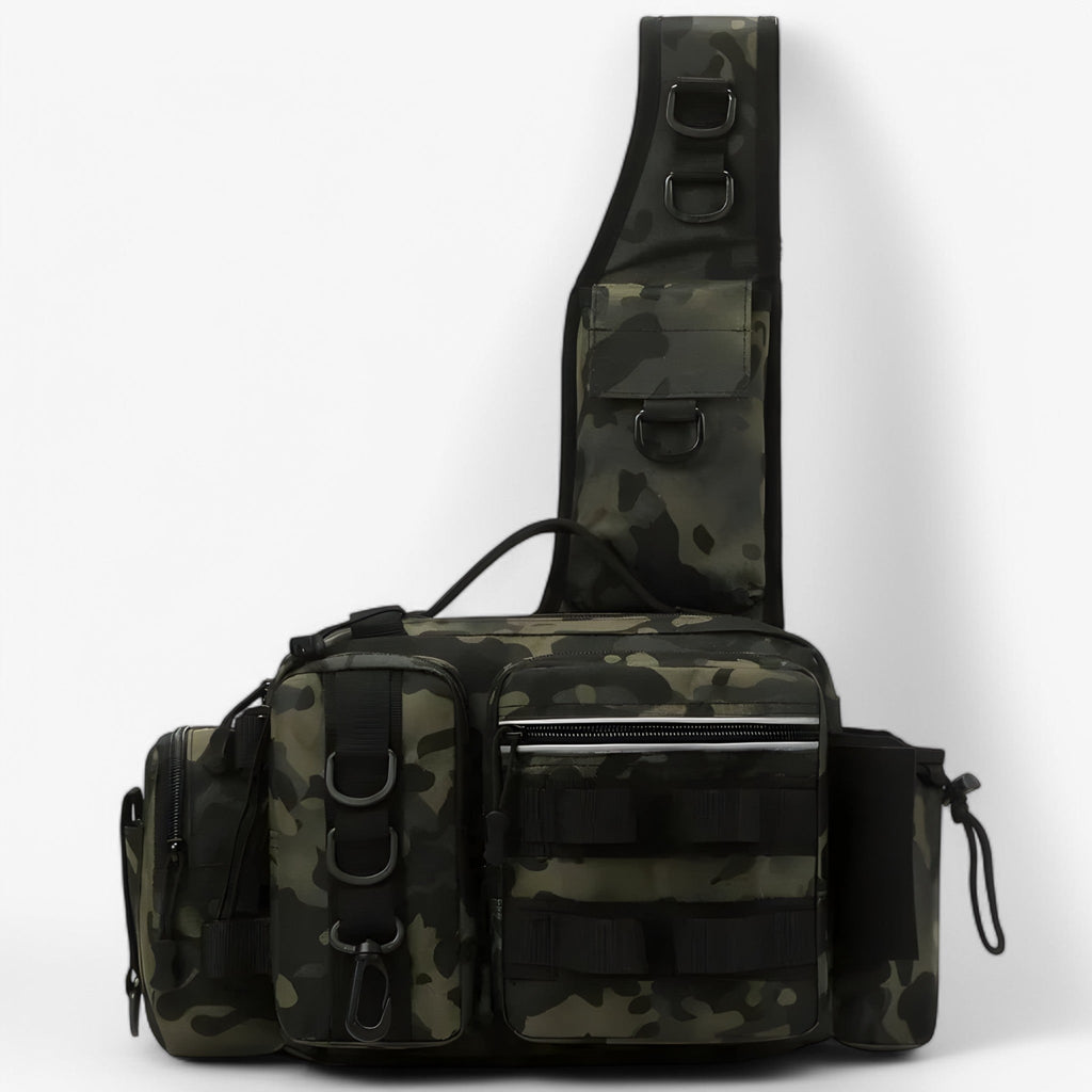 Two-Compartment Nylon Fishing Backpack with Rod Holder