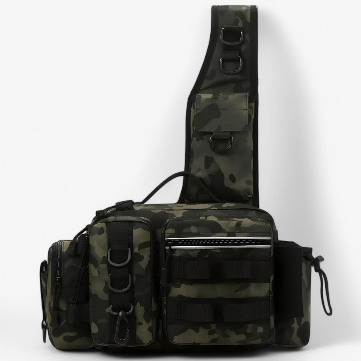 Two-Compartment Nylon Fishing Backpack with Rod Holder