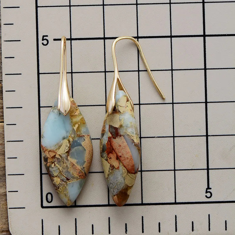 Jasper and Gold-Tone Teardrop Earrings