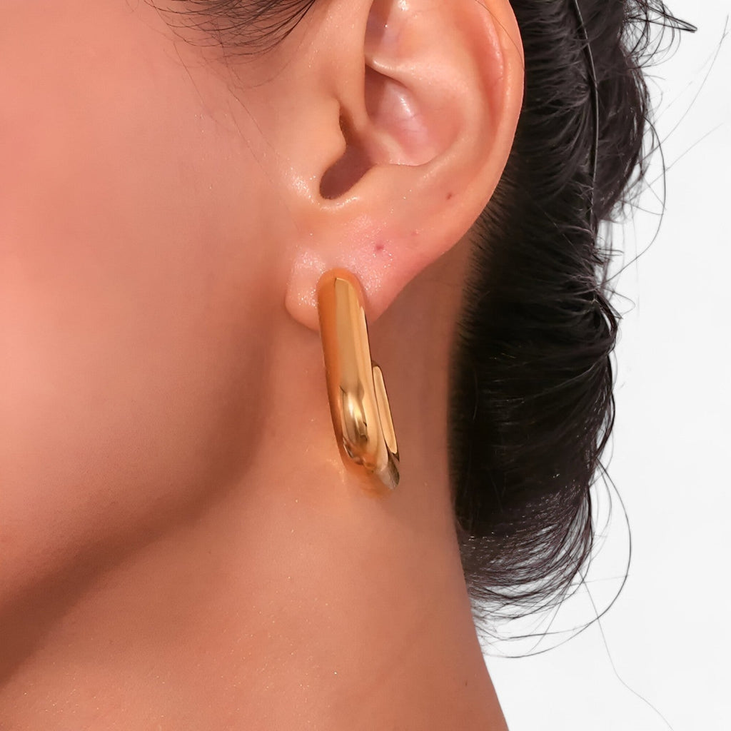 Geometric Triangle Earrings, 18K Gold-Plated Steel