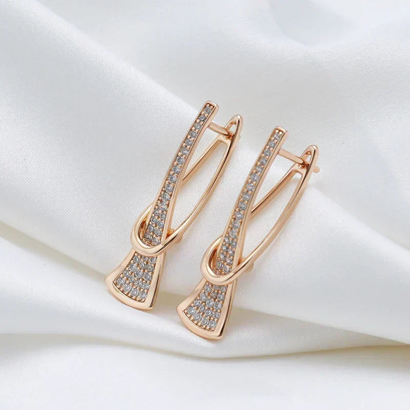 Layered Crystal Earrings in Gold Tone