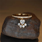 Vintage-Style Cat Paw and Heart Stone Ring
