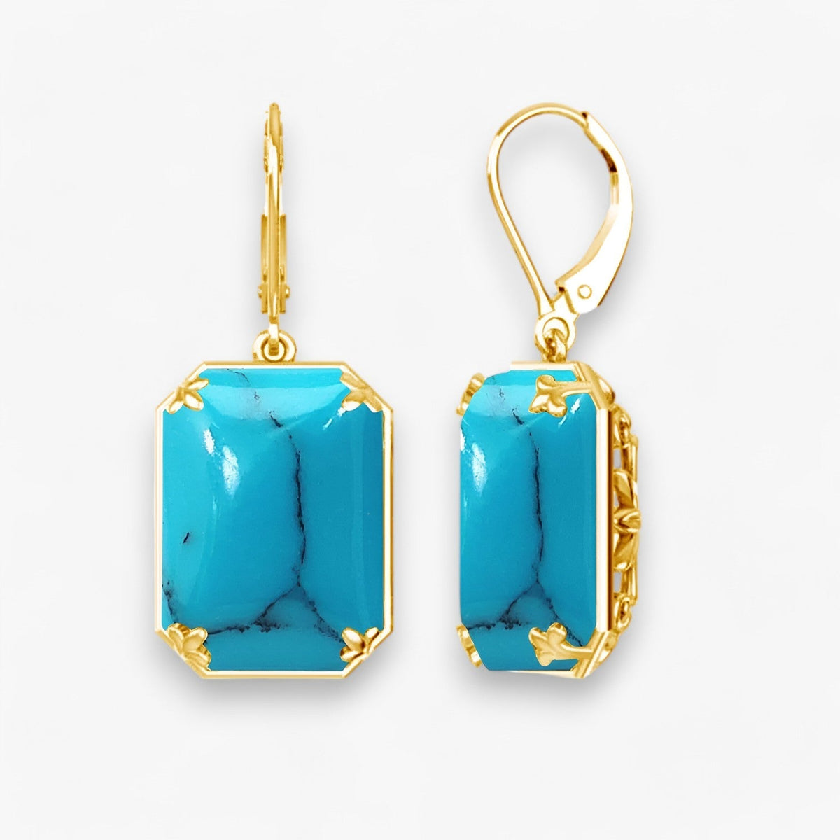 Oorhangers met blauwe steen in goud- en zilverkleur