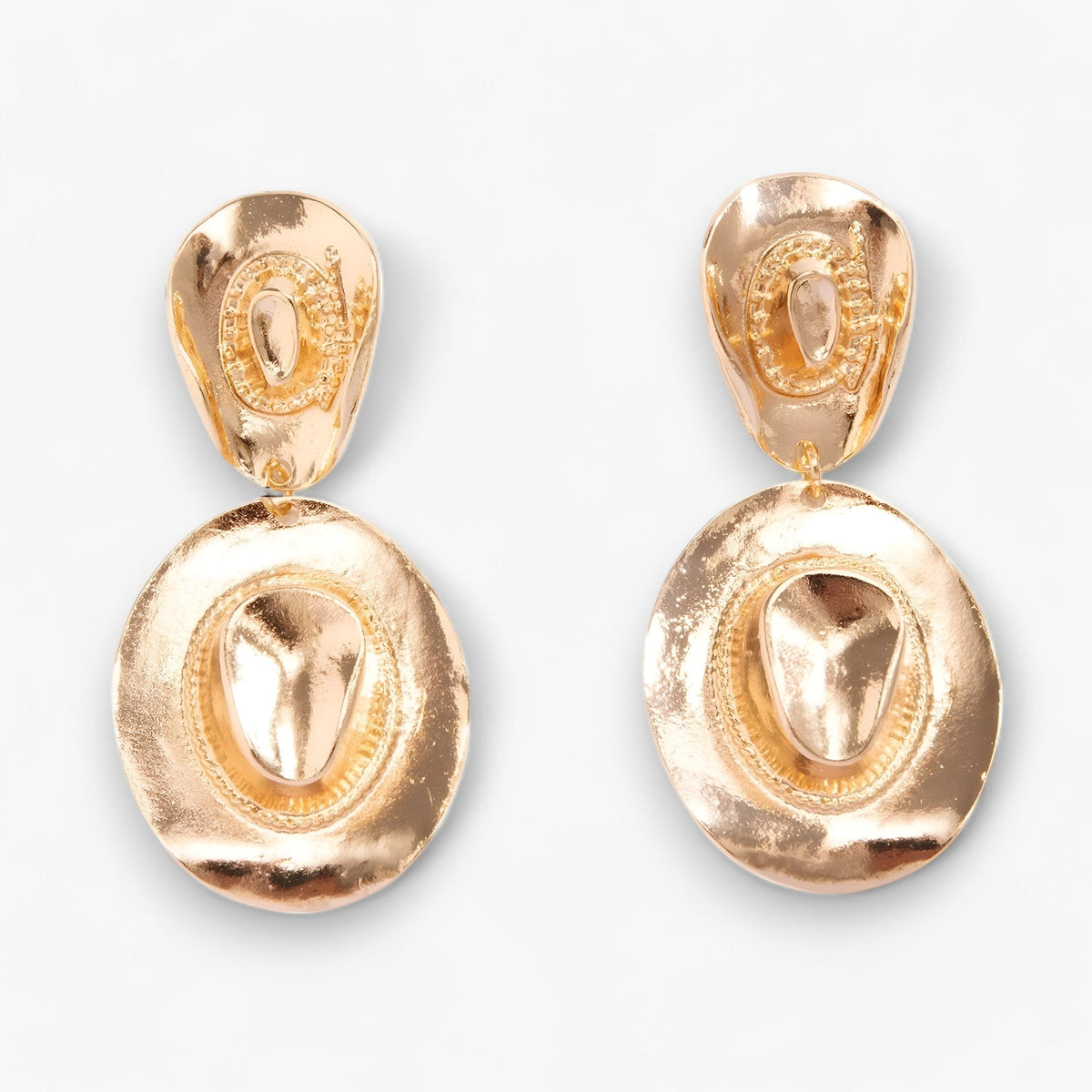 Cowboy Hat Earrings in Gold-Tone