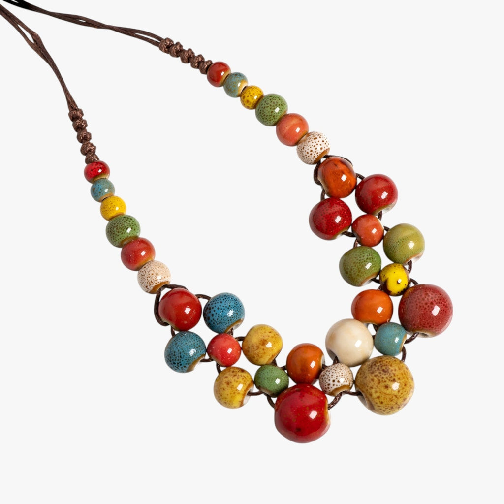 Handgemaakte keramische kralenketting in meerdere kleuren