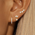 Three-Piece Single Earring Set in Gold Tone