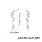 Silver-Tone Star Zirconia Dangle Earrings