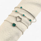 Armband met vierkante groene steen en zirkoniabedels