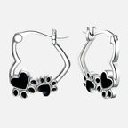 Huggie-oorbellen met hart, pootje en zwart email