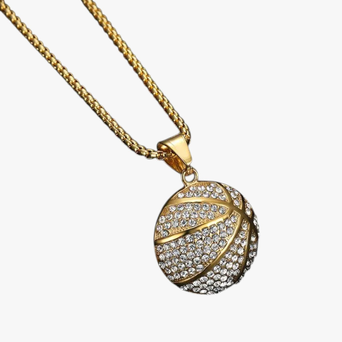 Basketball Pendant Necklace with Rhinestone Setting