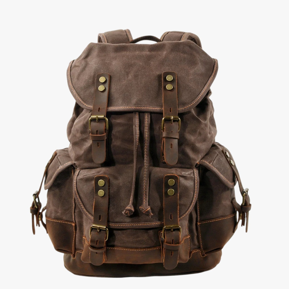 Large Vintage Canvas and Leather Hiking and Travel Backpack