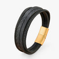 Multi-Layer Braided Leather Bracelet with Magnetic Clasp