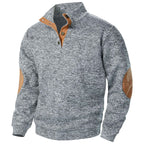 Quarter Button Knit Jumper with Suede Look Trim Details