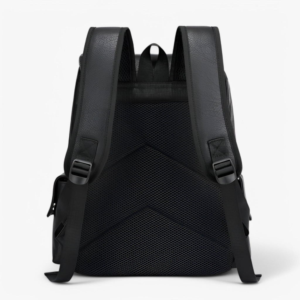Sleek Spacious PU Leather Laptop and Book Backpack