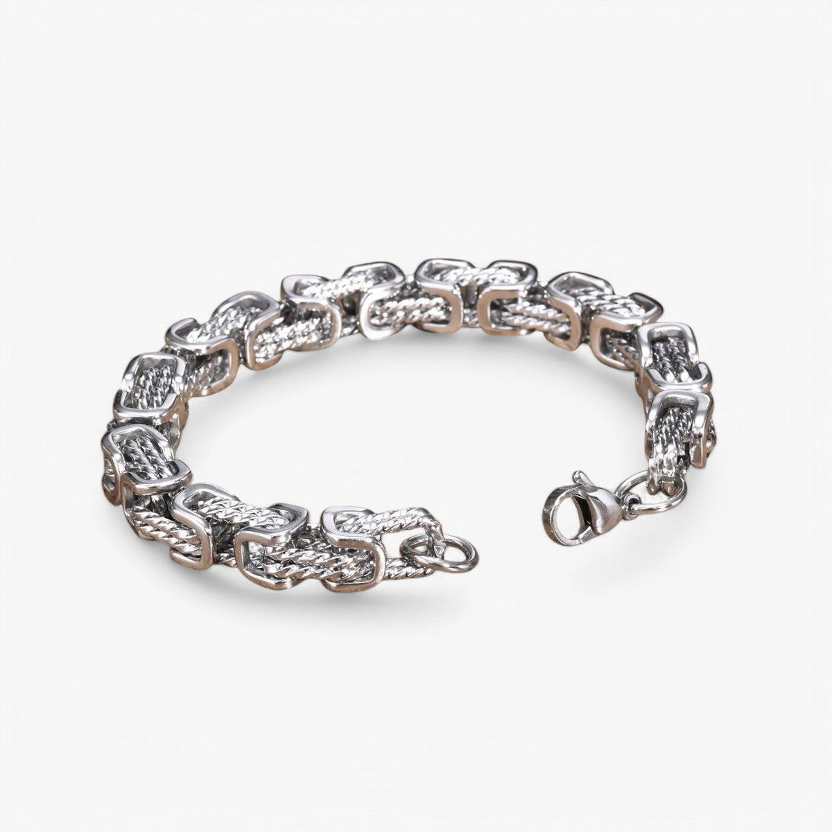 Byzantijnse schakelarmband van roestvrij staal, 19 cm