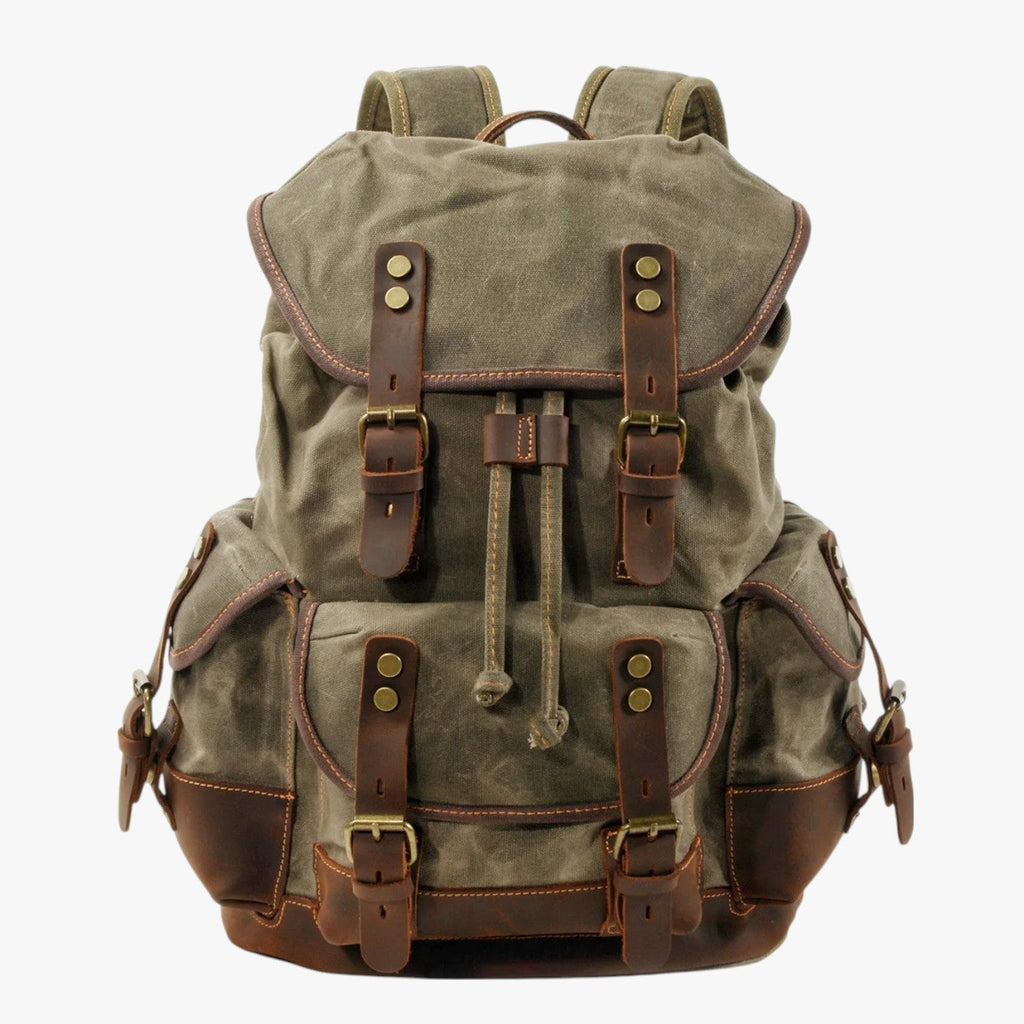 Large Vintage Canvas and Leather Hiking and Travel Backpack