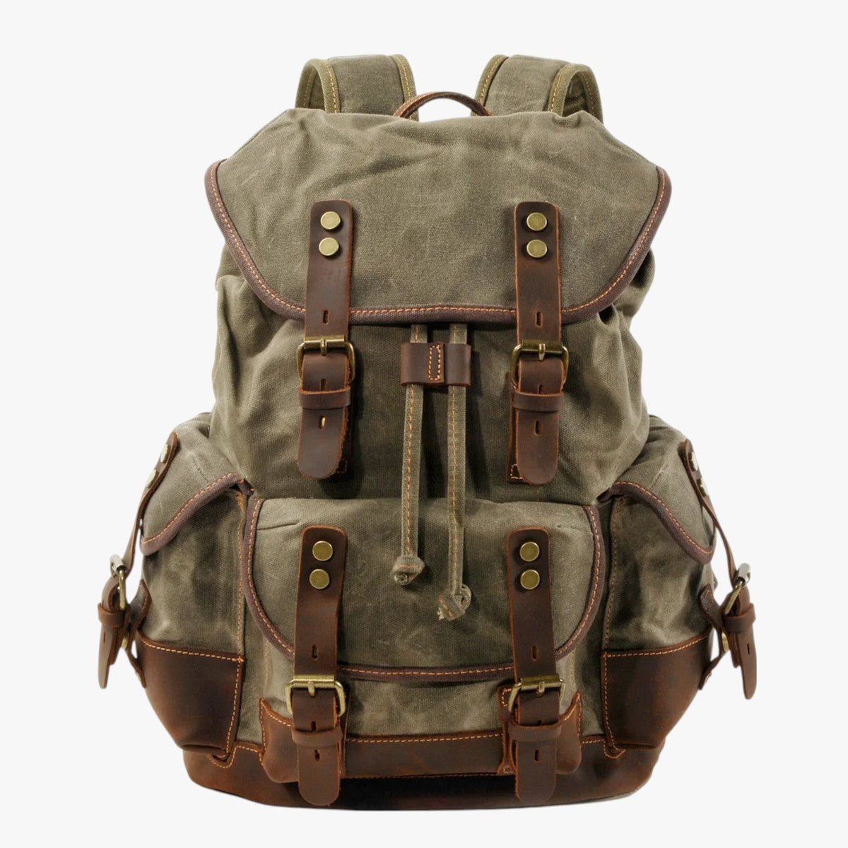 Large Vintage Canvas and Leather Hiking and Travel Backpack